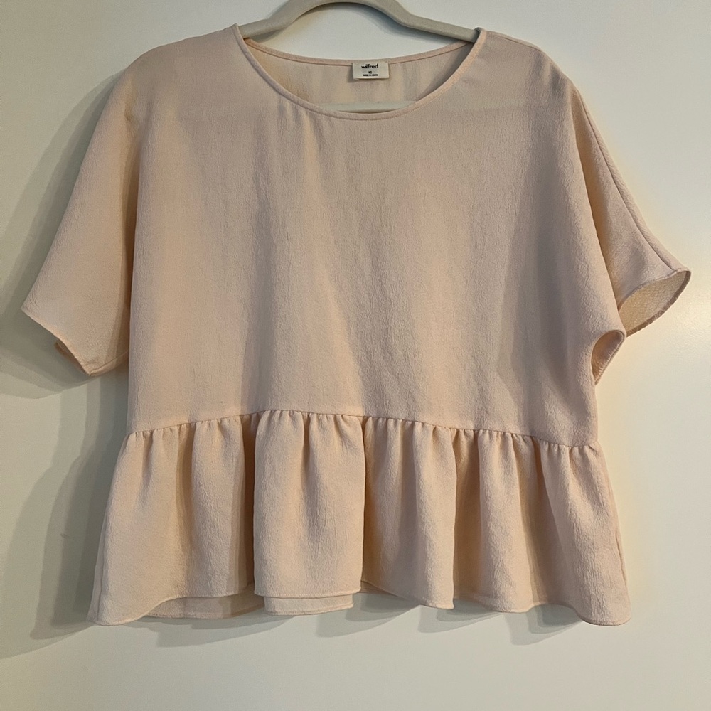 Aritizia Wilfred Blush Pink Cream Peplum Top